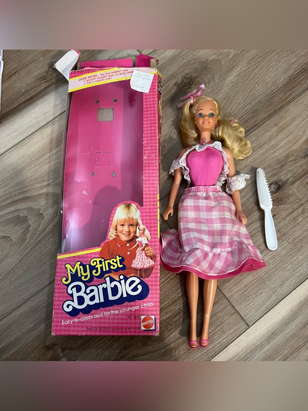 1982 my First Barbie Blonde Blue Eyes Pink Gingham #1875 Mattel Heather O’Rourke